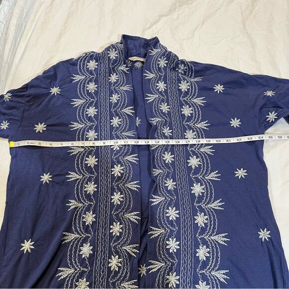 Soft Surrounding Draped Open Embroidered Cardigan size S/M blue and white - Picture 8 of 12